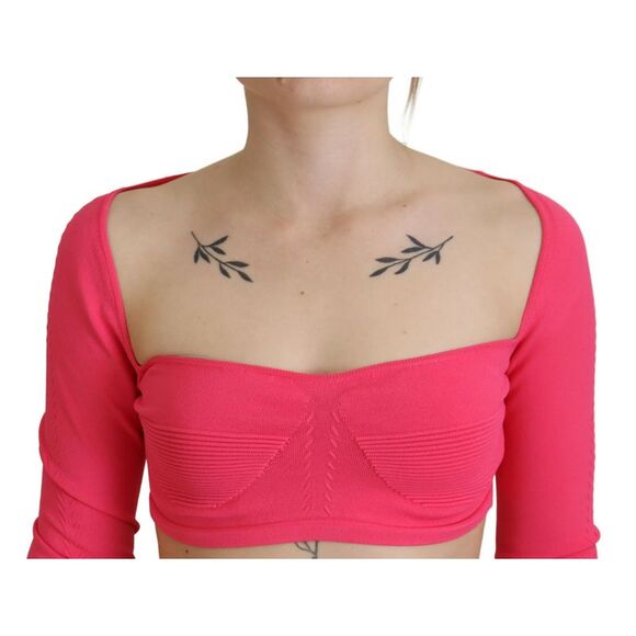 Dsquared² Pink Viscose Knit Square Neck Long Sleeves Women's Top (Pre-Owned) - Picture 5 of 5